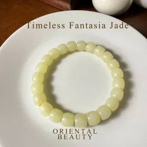 Certified genuine yellow Hetian jade nephrite jade Bracelet -10 mm beads 7.5 inch length