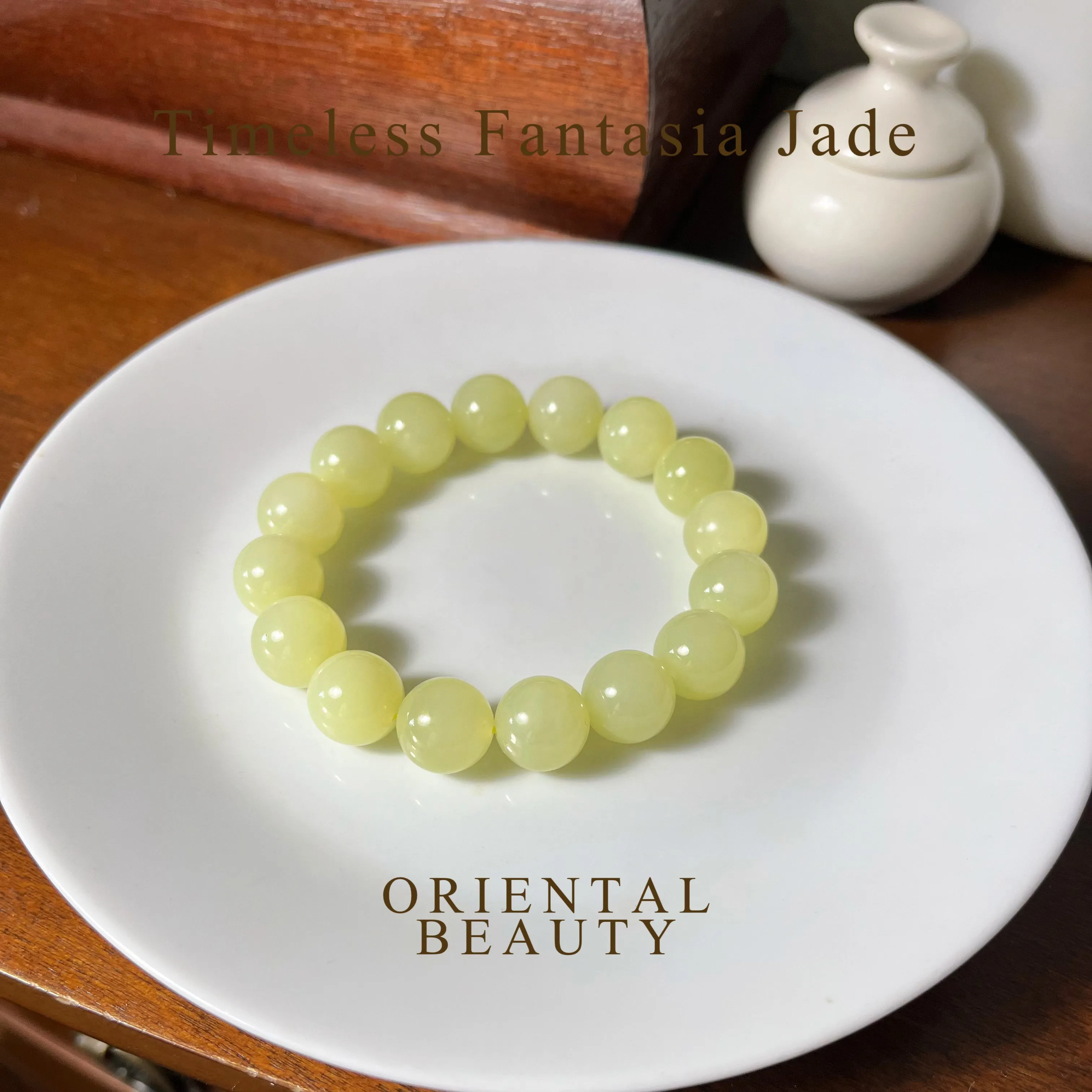 Certified genuine yellow Hetian jade nephrite jade Bracelet - 12 mm beads 6.5 inches