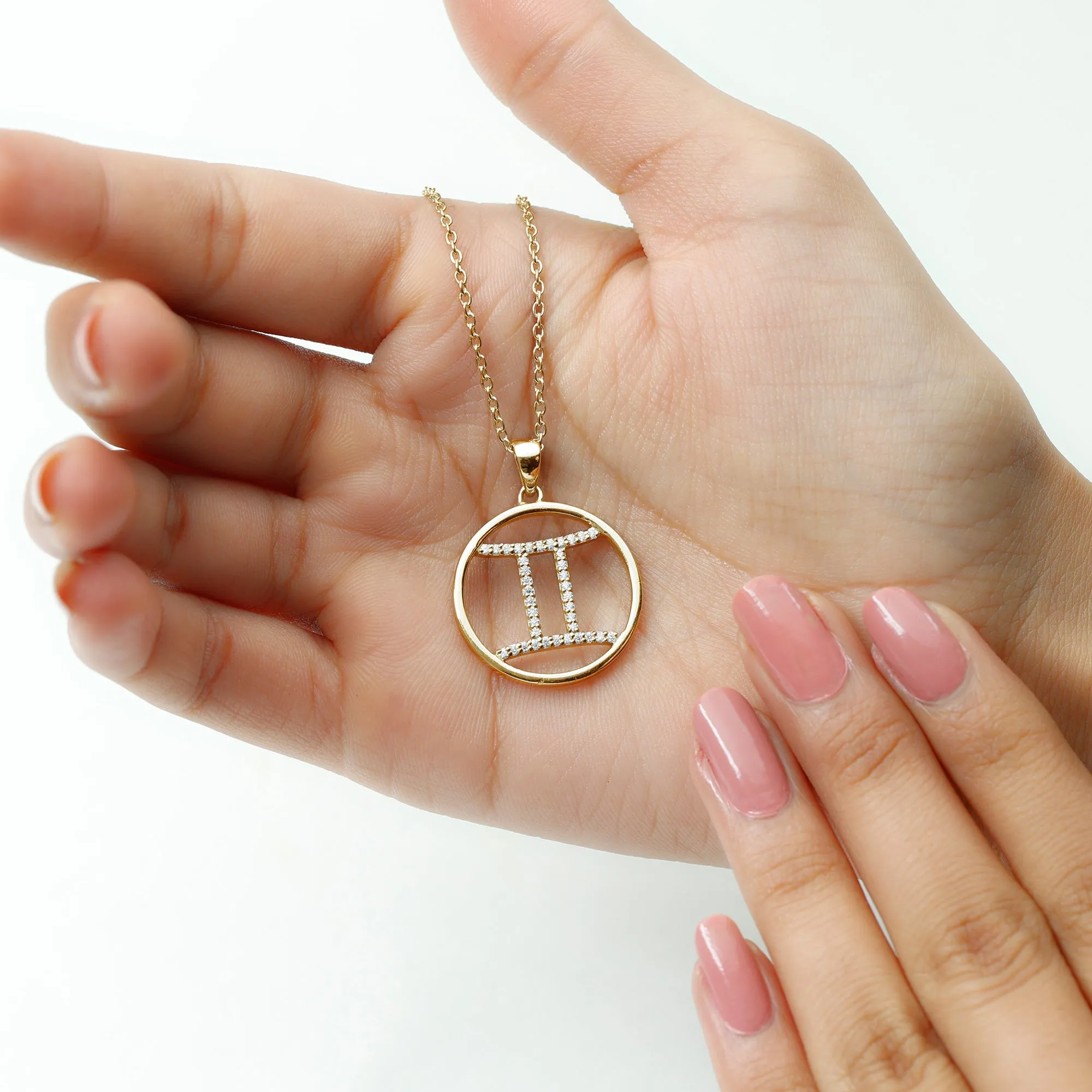 Certified Moissanite Gemini Zodiac Sign Pendant Necklace