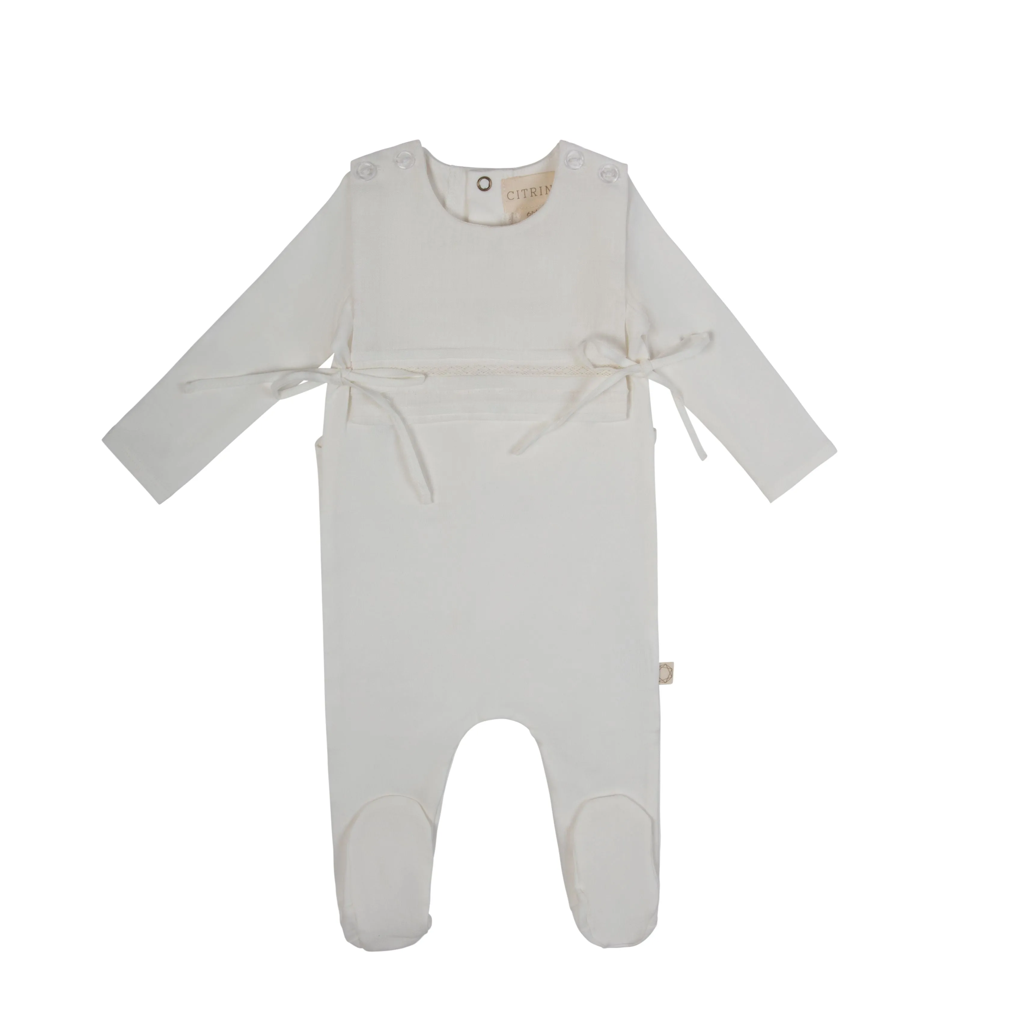 Citrine White Tucked Bib Footie