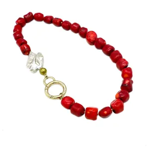 Coral Necklace with a Keshi Pearl