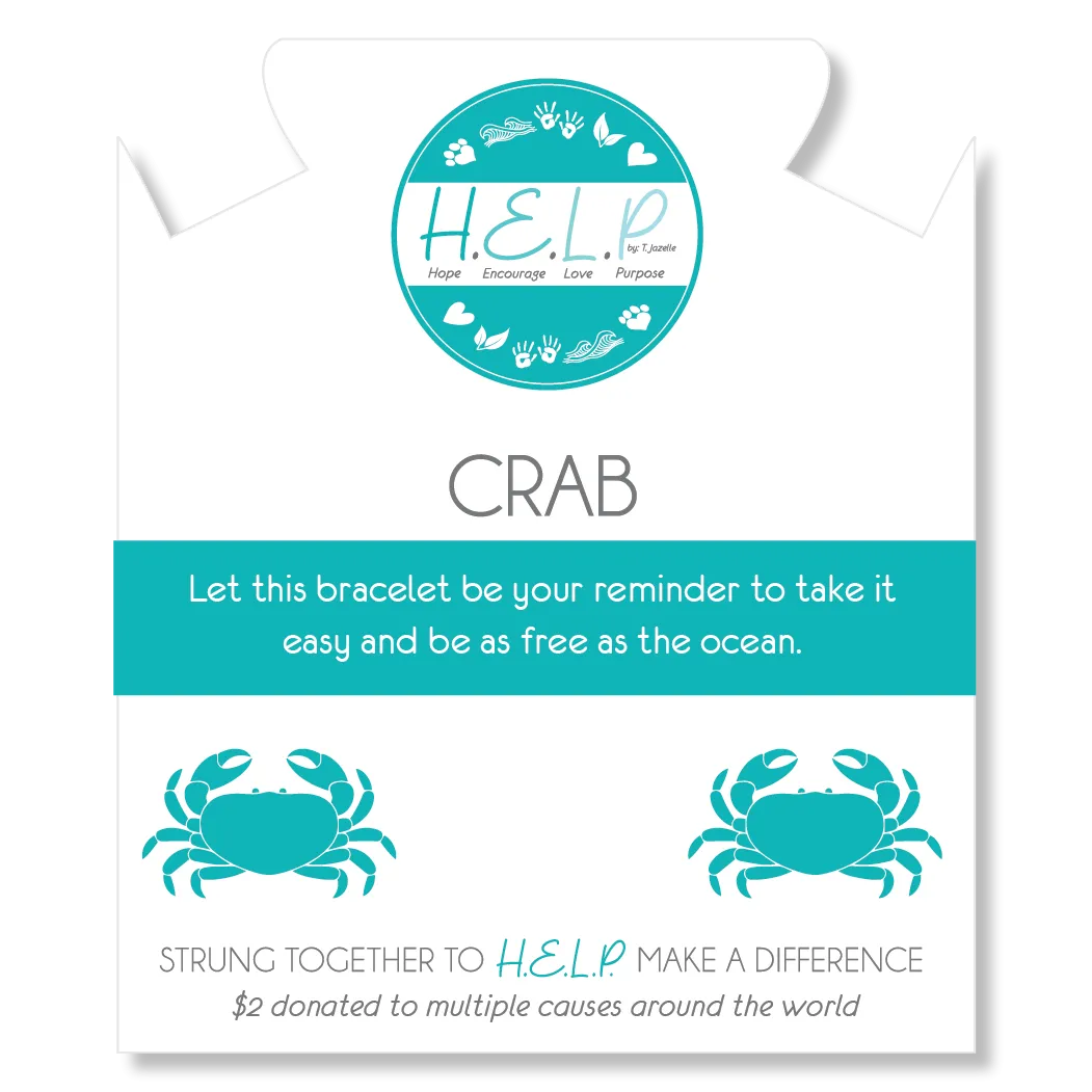 Crab Charm with Blue and White Jade Charity Bracelet