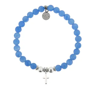 Cross Charm with Azure Blue Jade Charity Bracelet