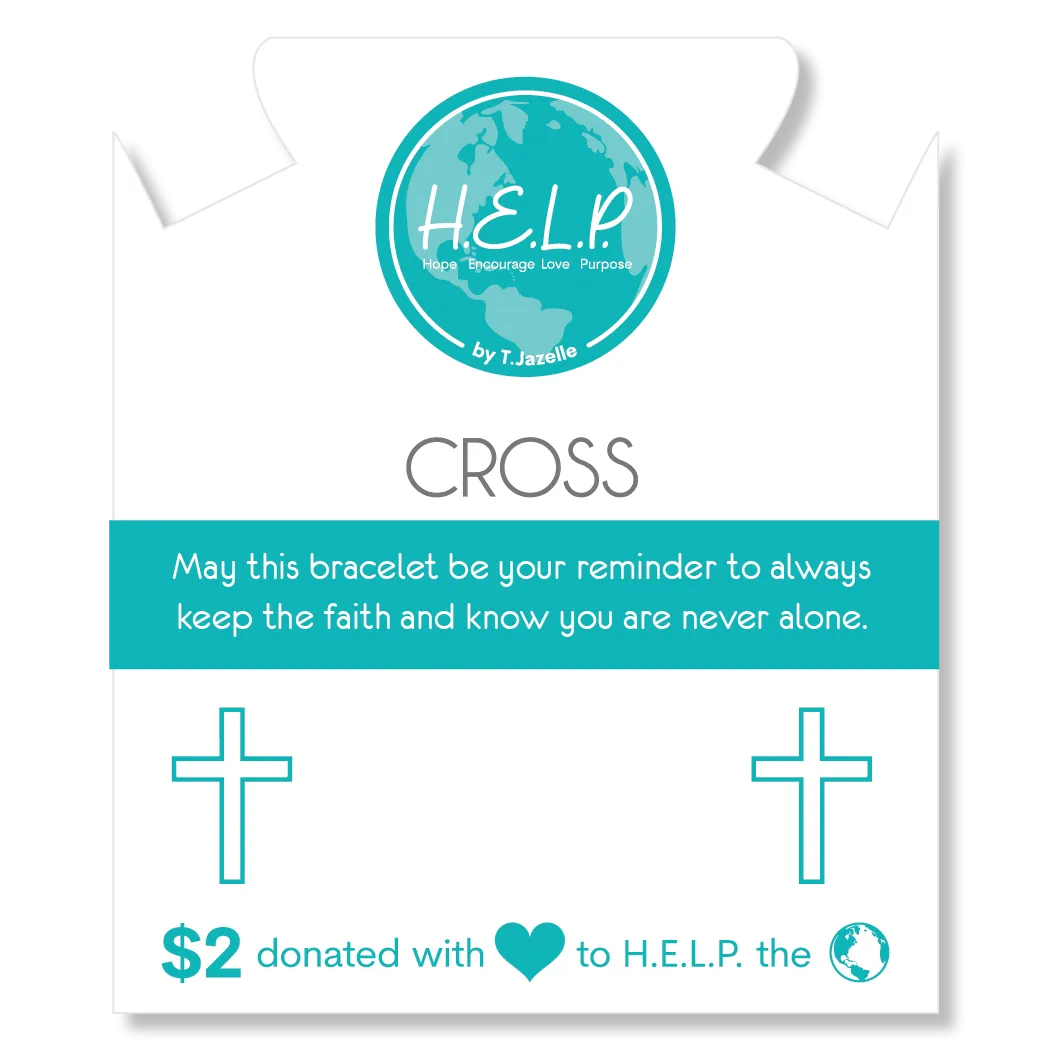 Cross Charm with Azure Blue Jade Charity Bracelet