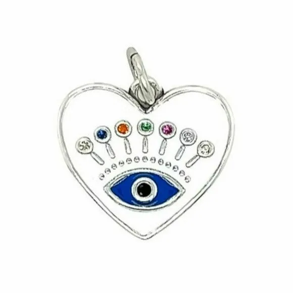D1160 White Heart Eye Pendant