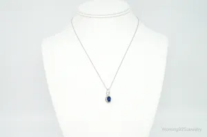 Designer SUN Lab Sapphire Cubic Zirconia Sterling Silver Necklace
