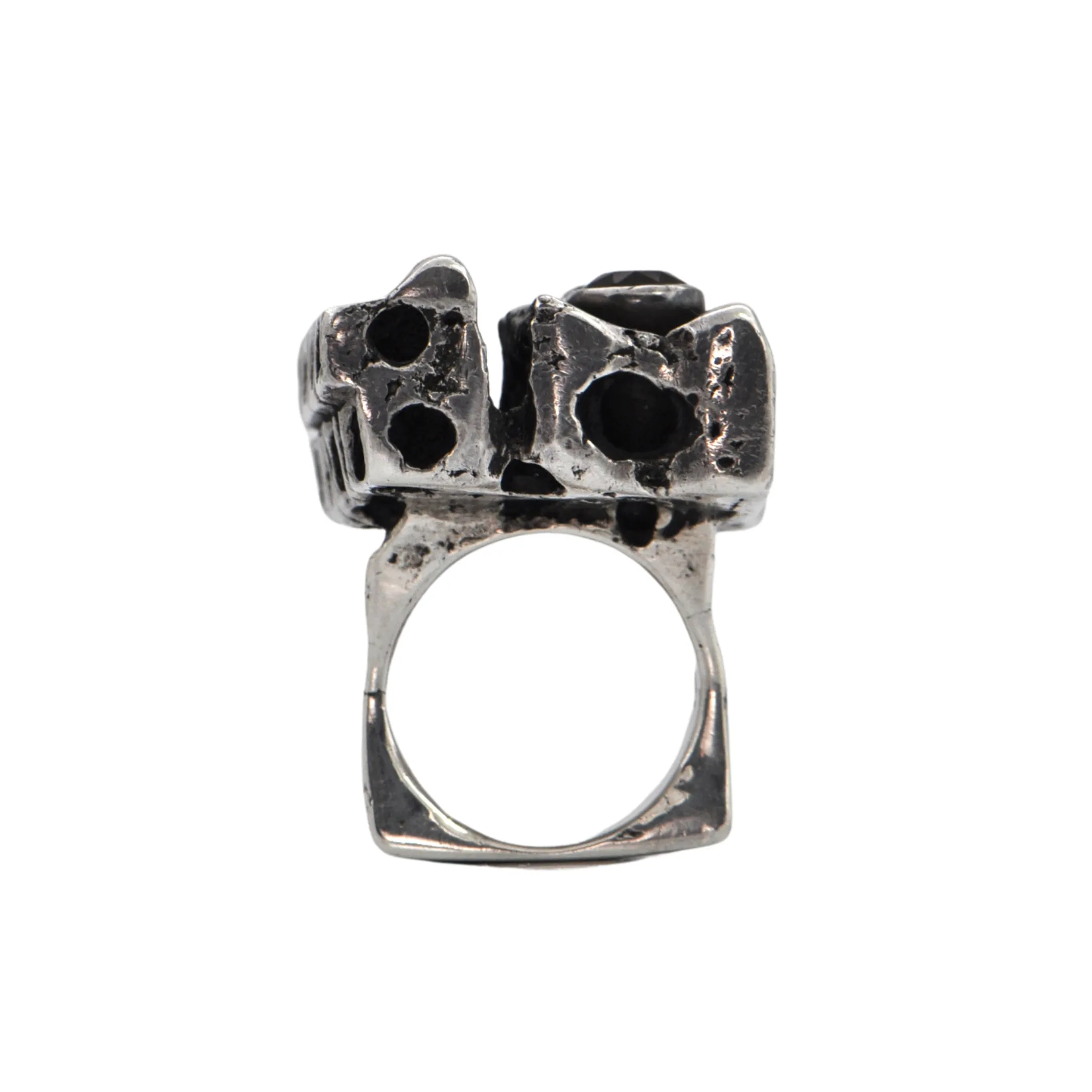 Estate Signed Walter Schluep Citrine Sterling Silver Brutalist Style Ring