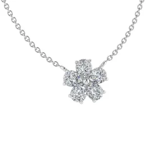Five Petal Diamond Flower Necklace