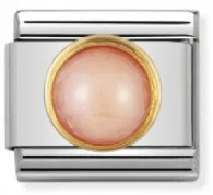Gemstones - Round Pink Coral Gold Charm