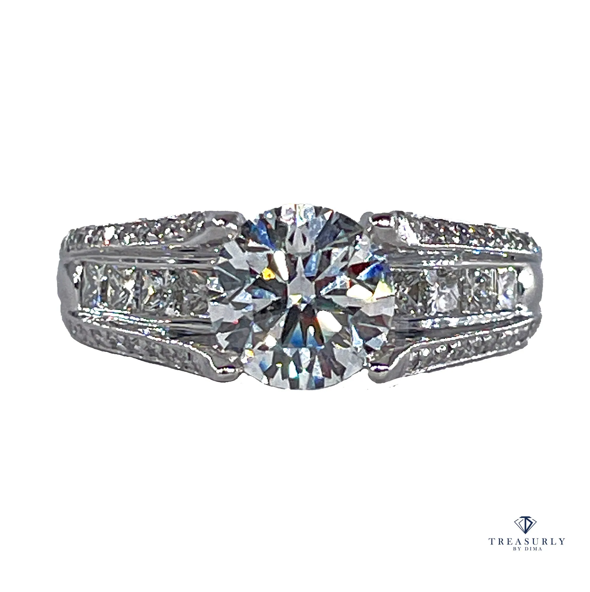 GIA 2.85ct H SI1 Round Cut Diamond Engagement Wedding Platinum Estate Ring