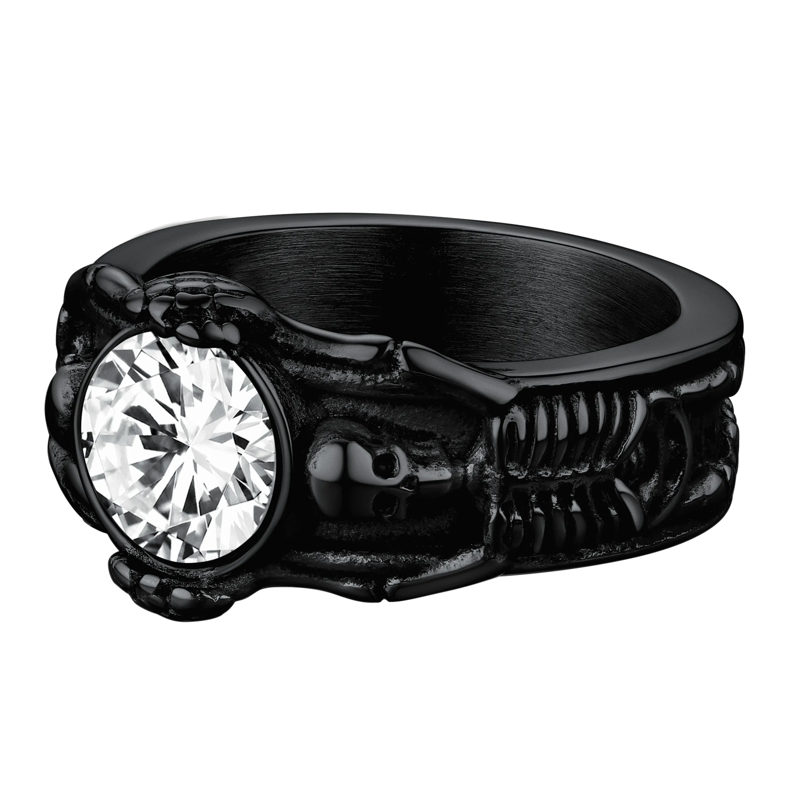 Gothic Gemstone Skull Ring Birthstone Signet Ring For Men