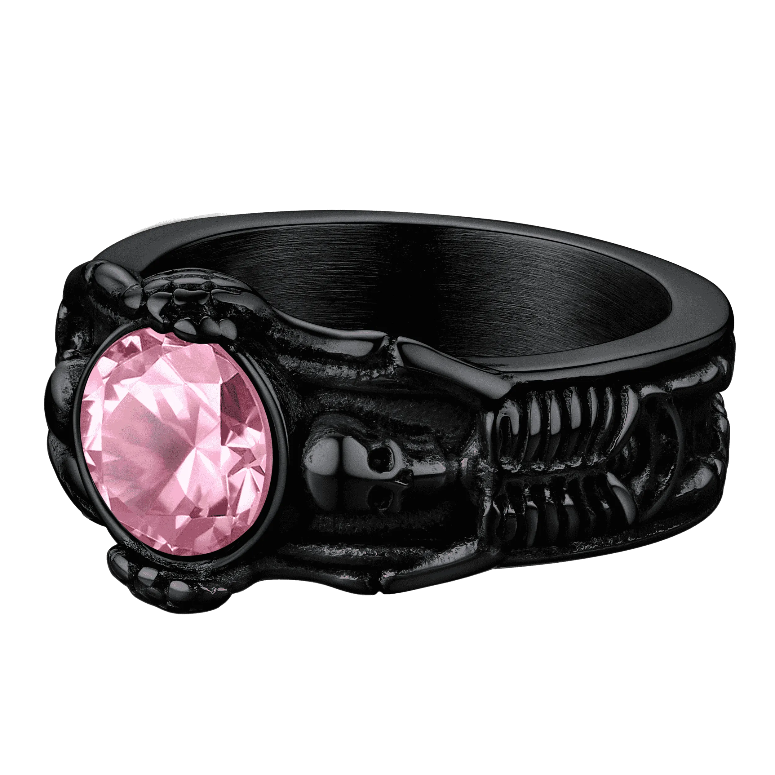 Gothic Gemstone Skull Ring Birthstone Signet Ring For Men