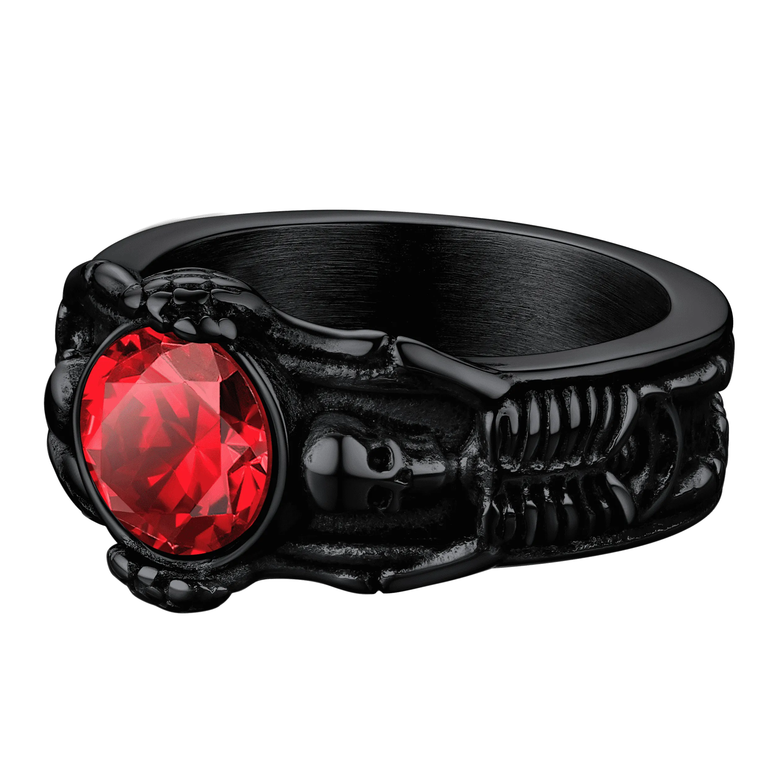 Gothic Gemstone Skull Ring Birthstone Signet Ring For Men