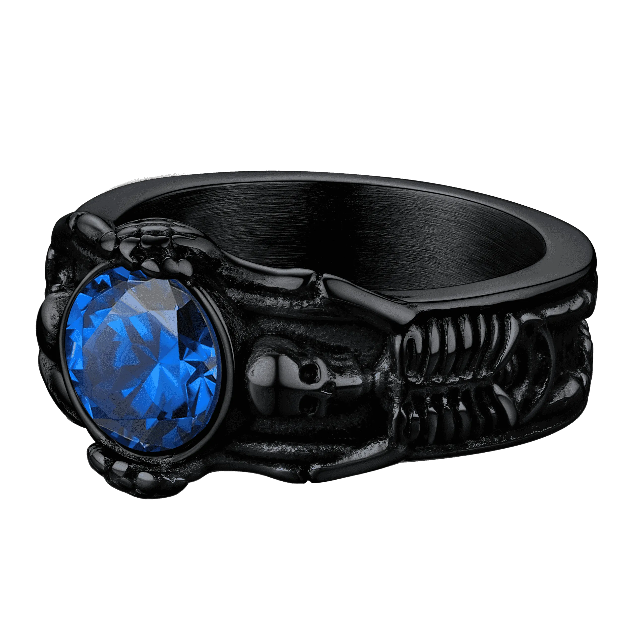 Gothic Gemstone Skull Ring Birthstone Signet Ring For Men