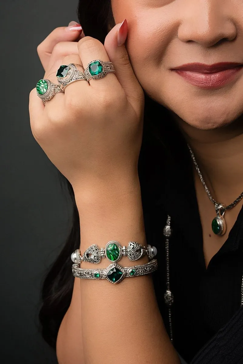 Graceful Presence Bangle™ in Green Lab Created Quartz