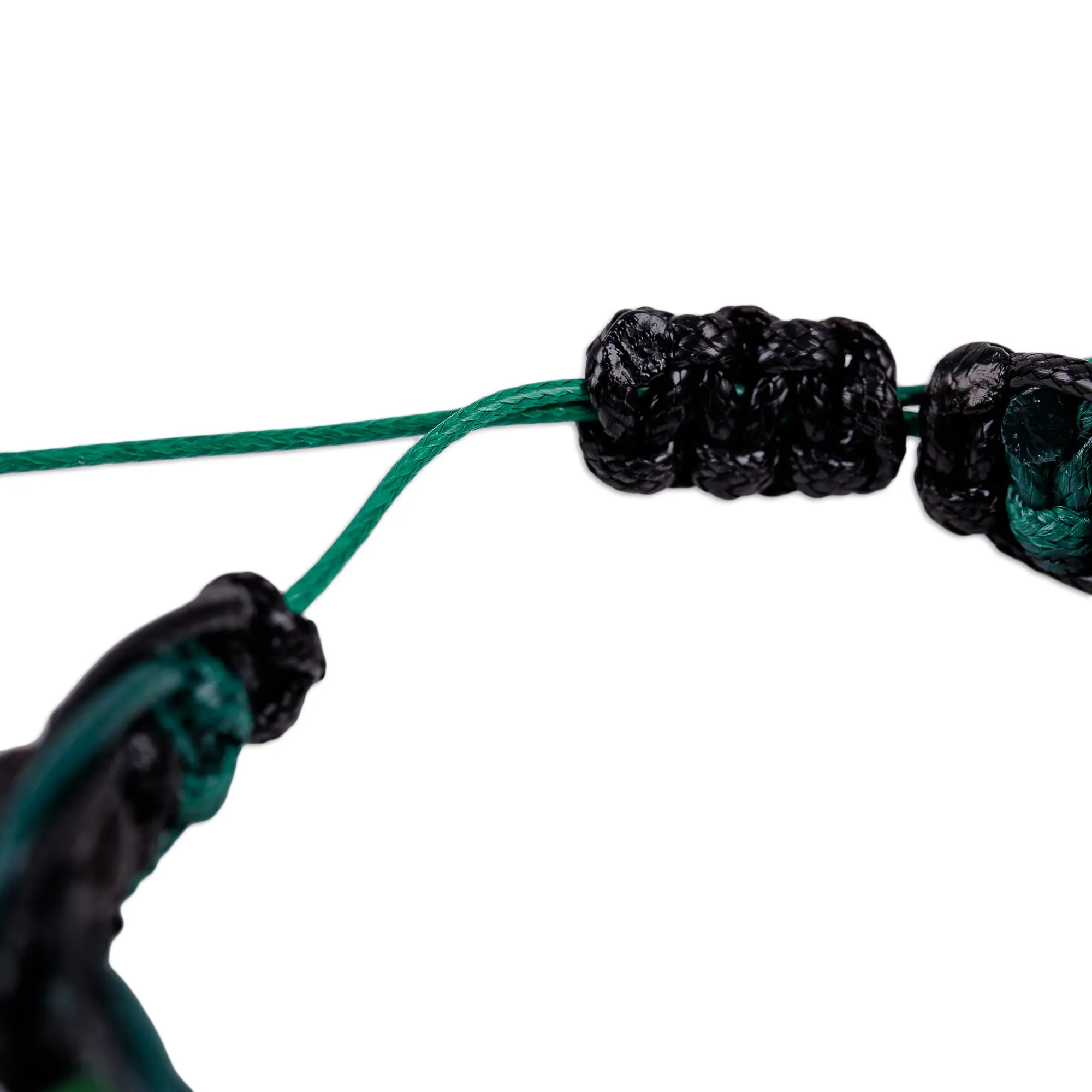 Green and Black Nylon Macrame Bracelet with Jade Jewels - Green Calls | NOVICA