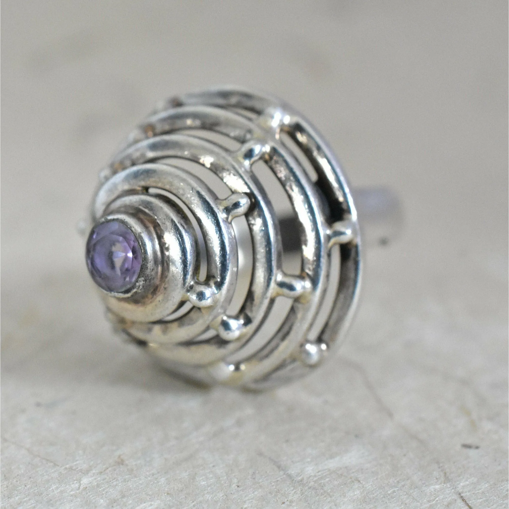 Handmade Amethyst Spiral Silver 925 Ring