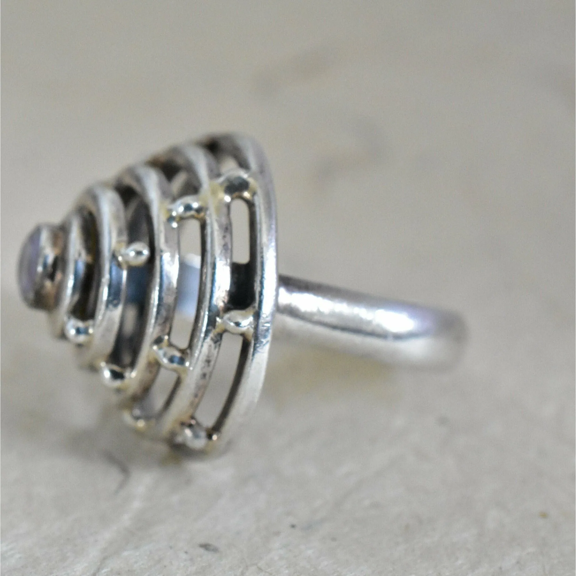 Handmade Amethyst Spiral Silver 925 Ring