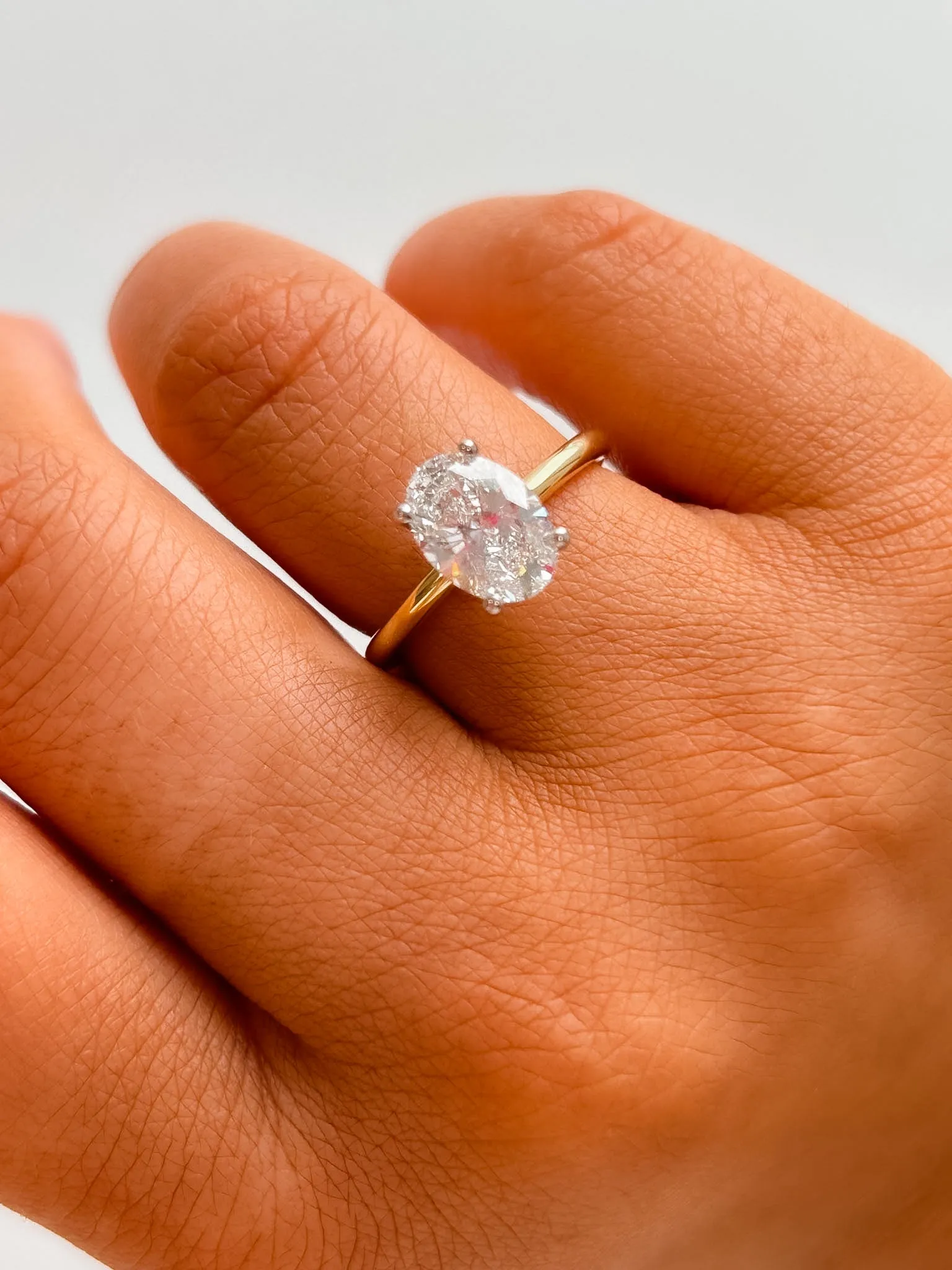 Joy - 18ct Yellow Gold Laboratory Grown 1.94ct Oval Solitaire Diamond Engagement Ring With Hidden Diamond Halo