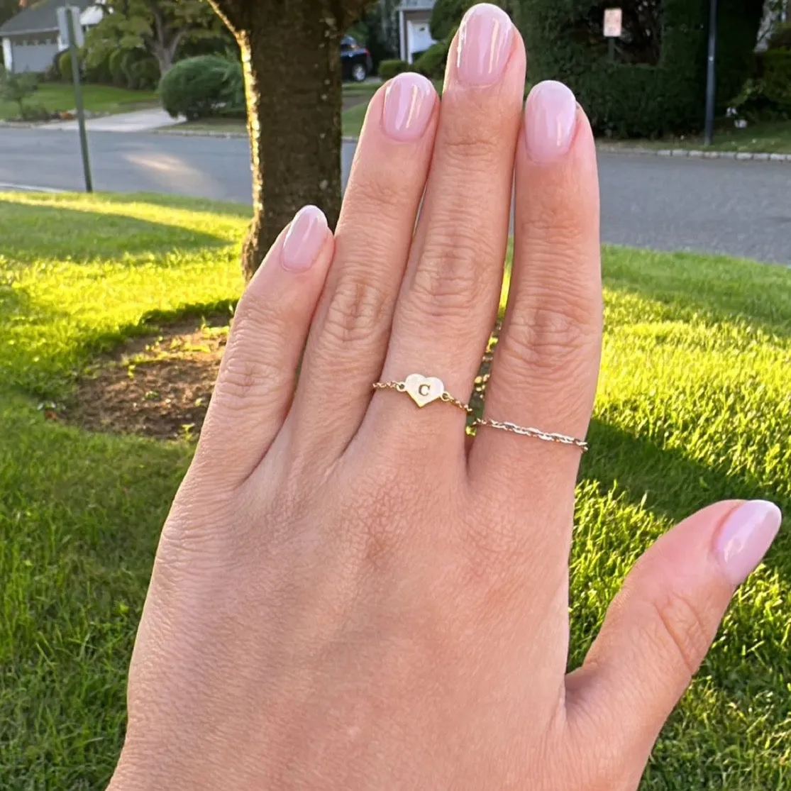 Julie Letter in Heart Chain Ring