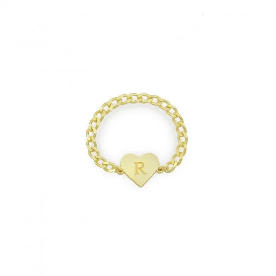 Julie Letter in Heart Chain Ring