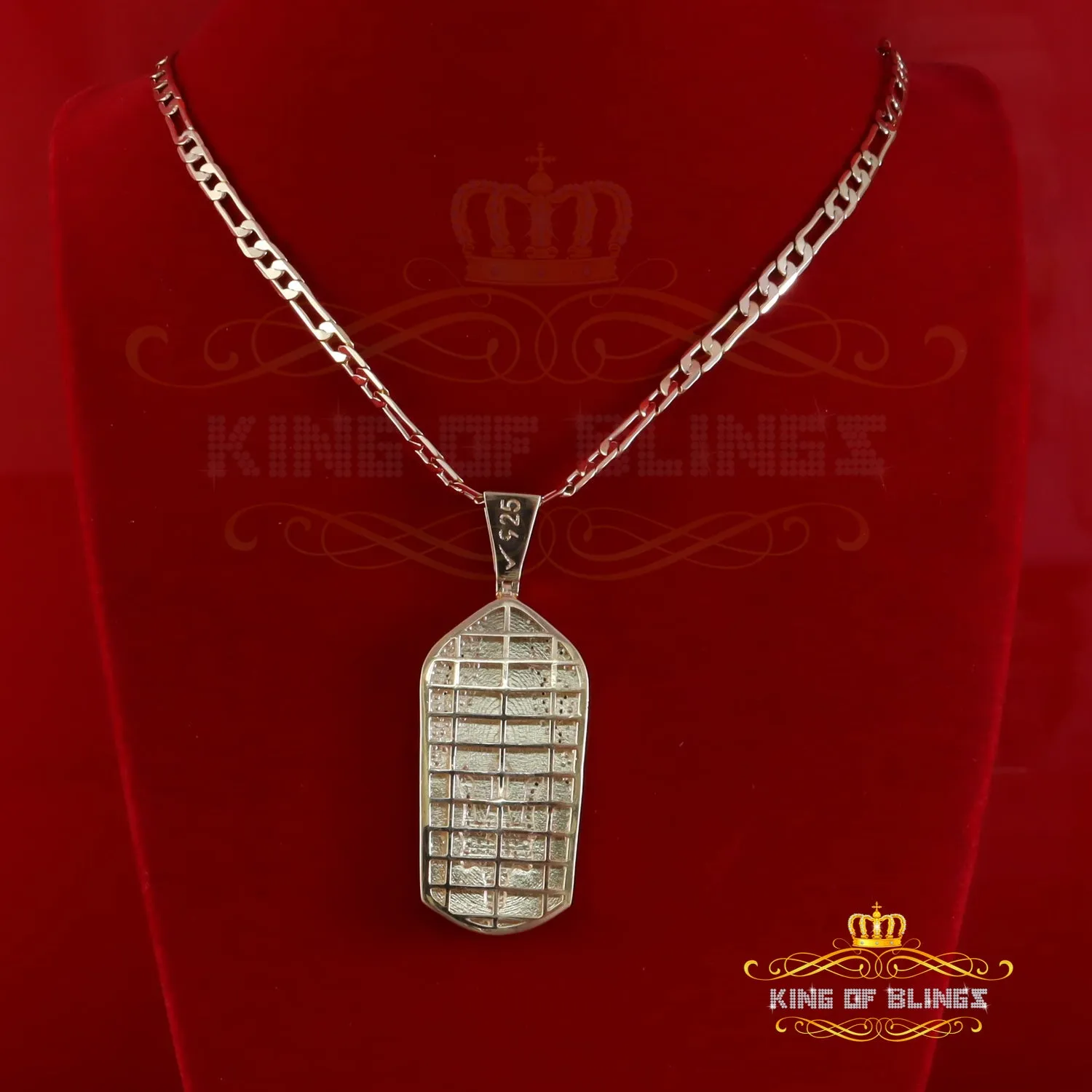 King Of Bling's New 0.33ct Diamond 925 Silver Trident Yellow Charm Fashion Necklace Pendant