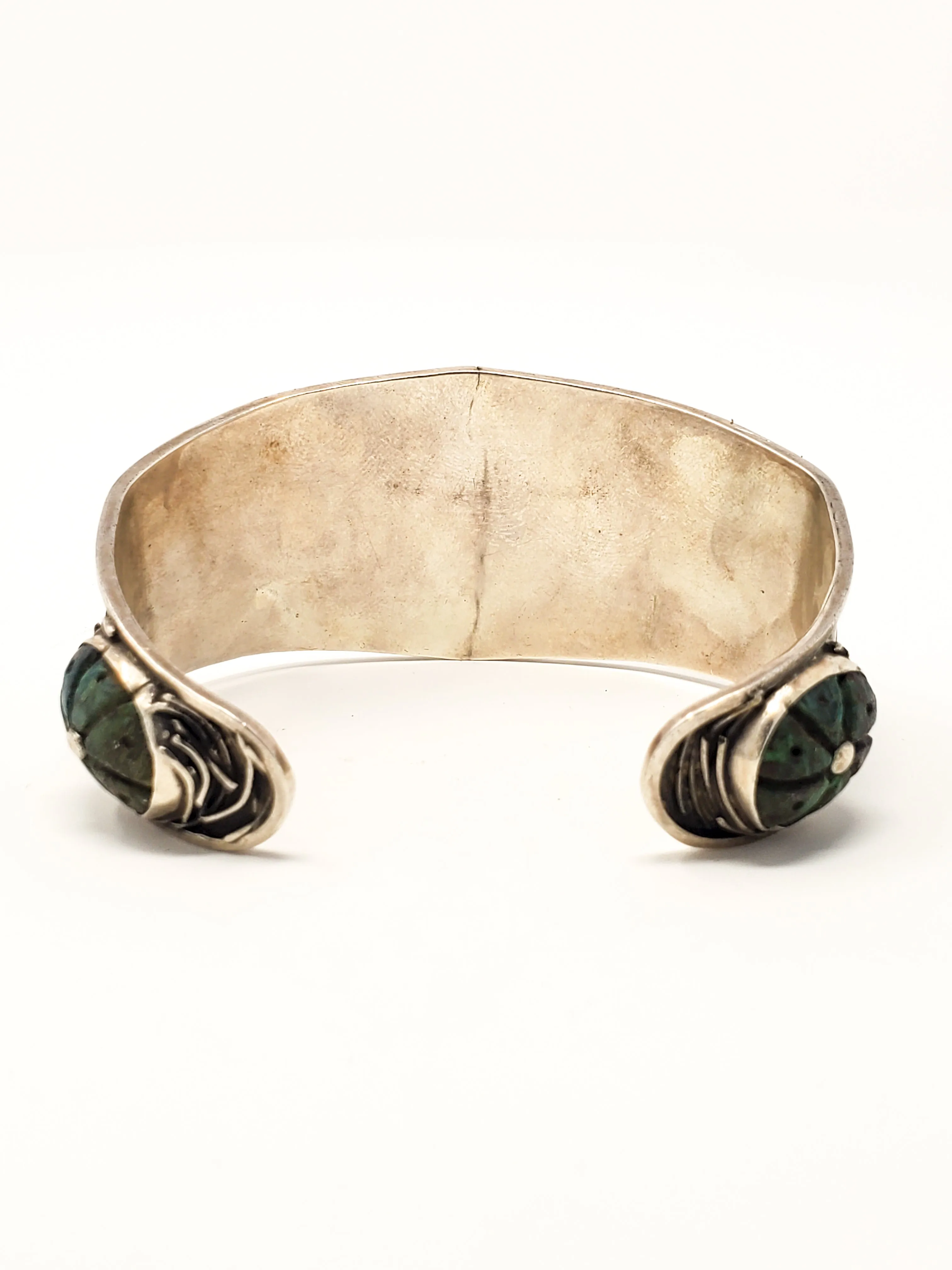 Miquiztli & Quetzalcoatl Duality Silver Cuff Bracelet