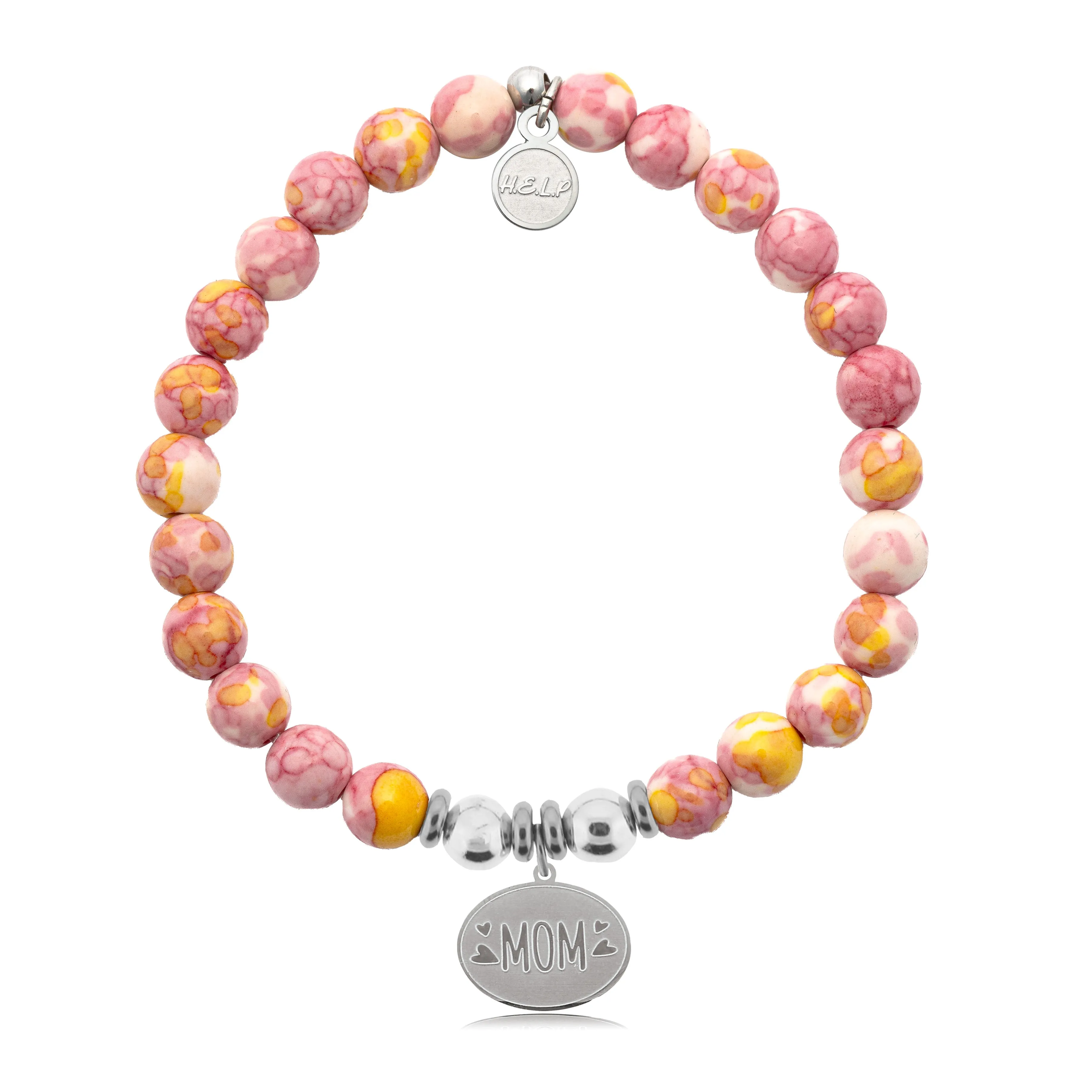 Mom Hearts Charm with Lemonade Jade Charity Bracelet