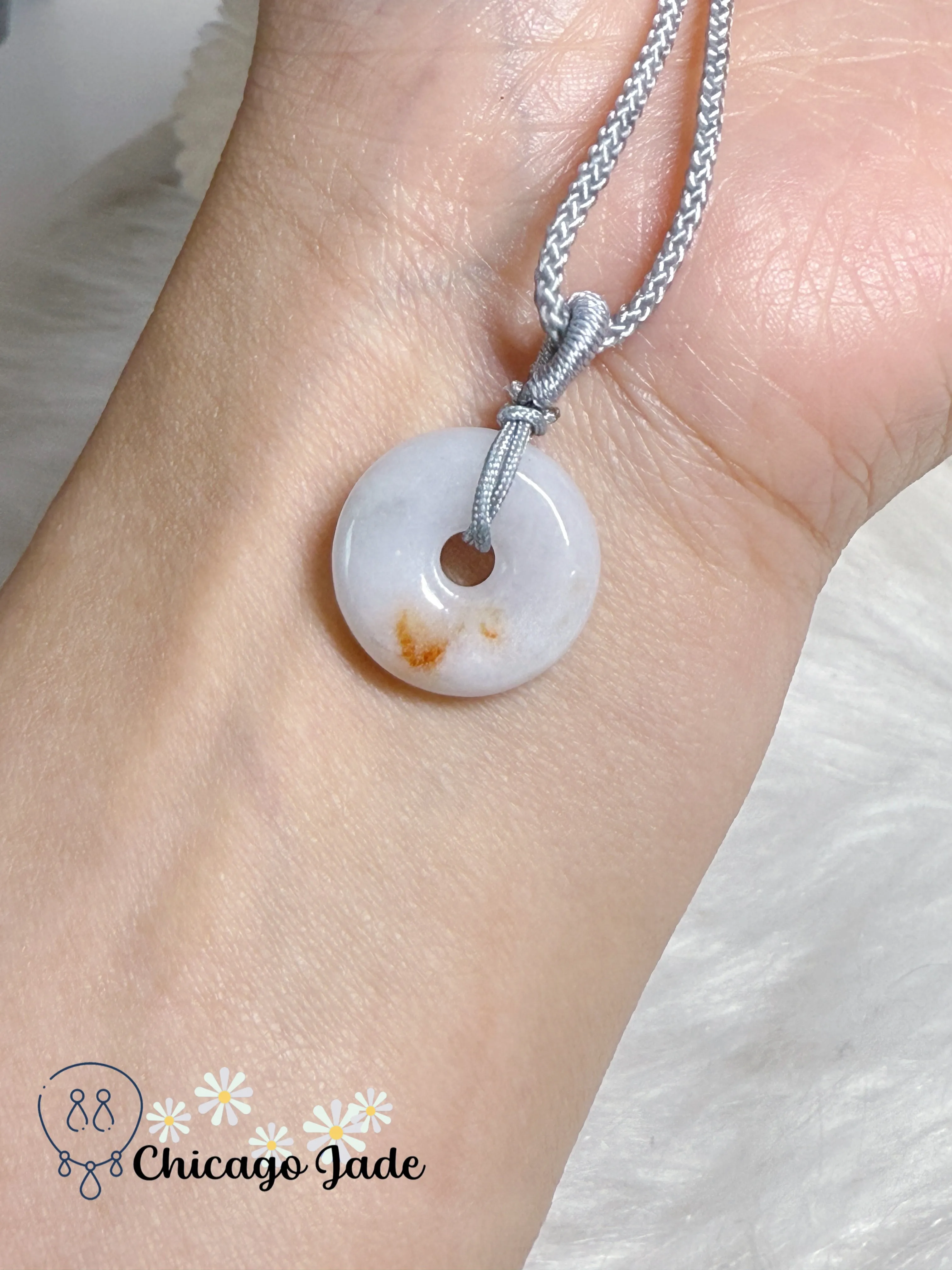 Moonlight White Natural Grade A Type A Authentic Jadeite Jade Feicui Pendant Brings Luck and Safety