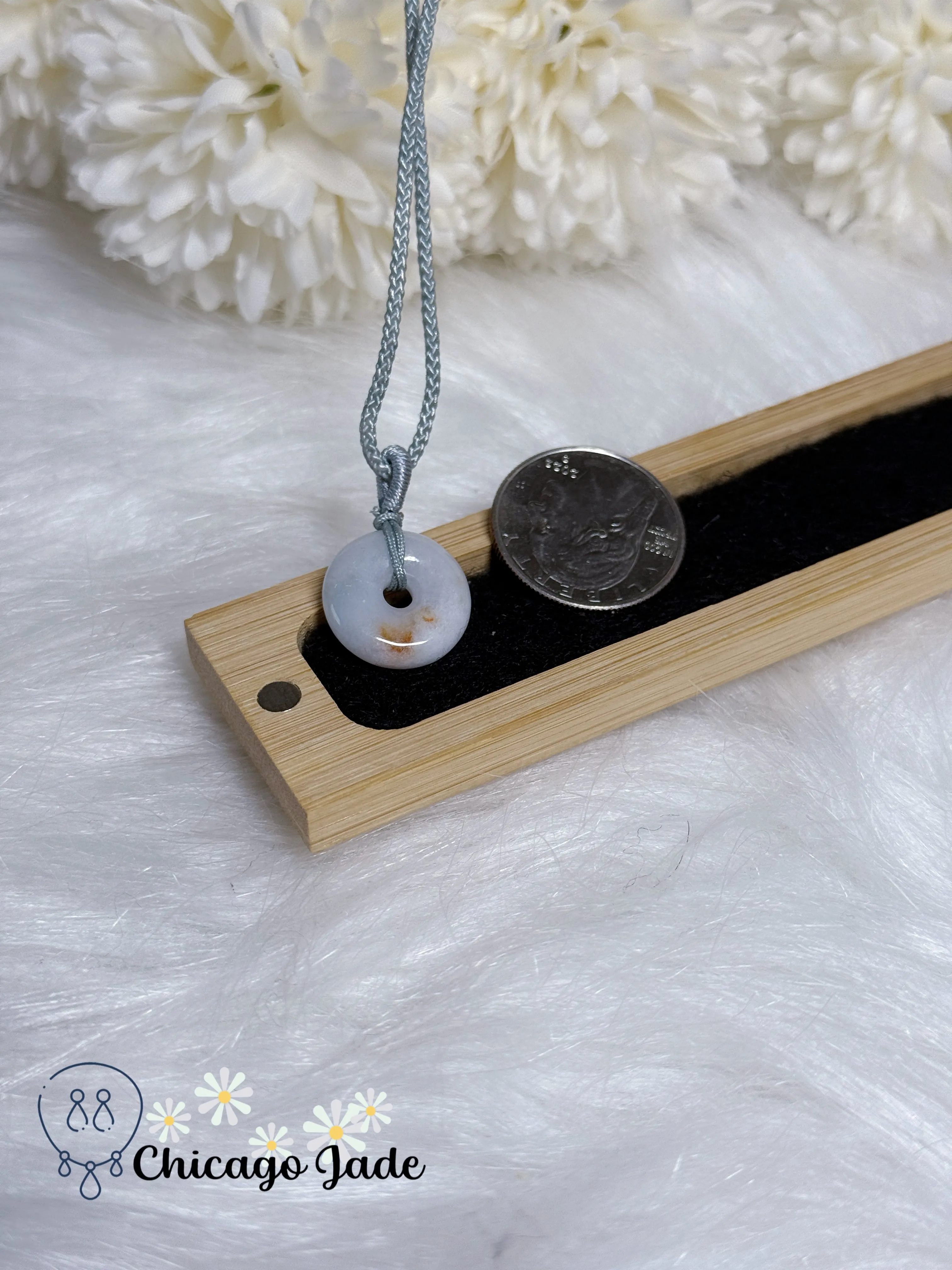 Moonlight White Natural Grade A Type A Authentic Jadeite Jade Feicui Pendant Brings Luck and Safety