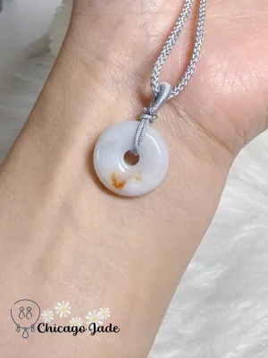 Moonlight White Natural Grade A Type A Authentic Jadeite Jade Feicui Pendant Brings Luck and Safety