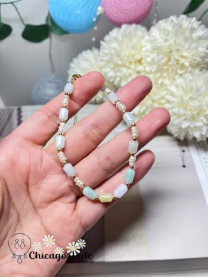 Multi-Color Natural Grade A Authentic Untreated Burma Jadeite Jade Feicui with Freshwater Pearls Bracelet