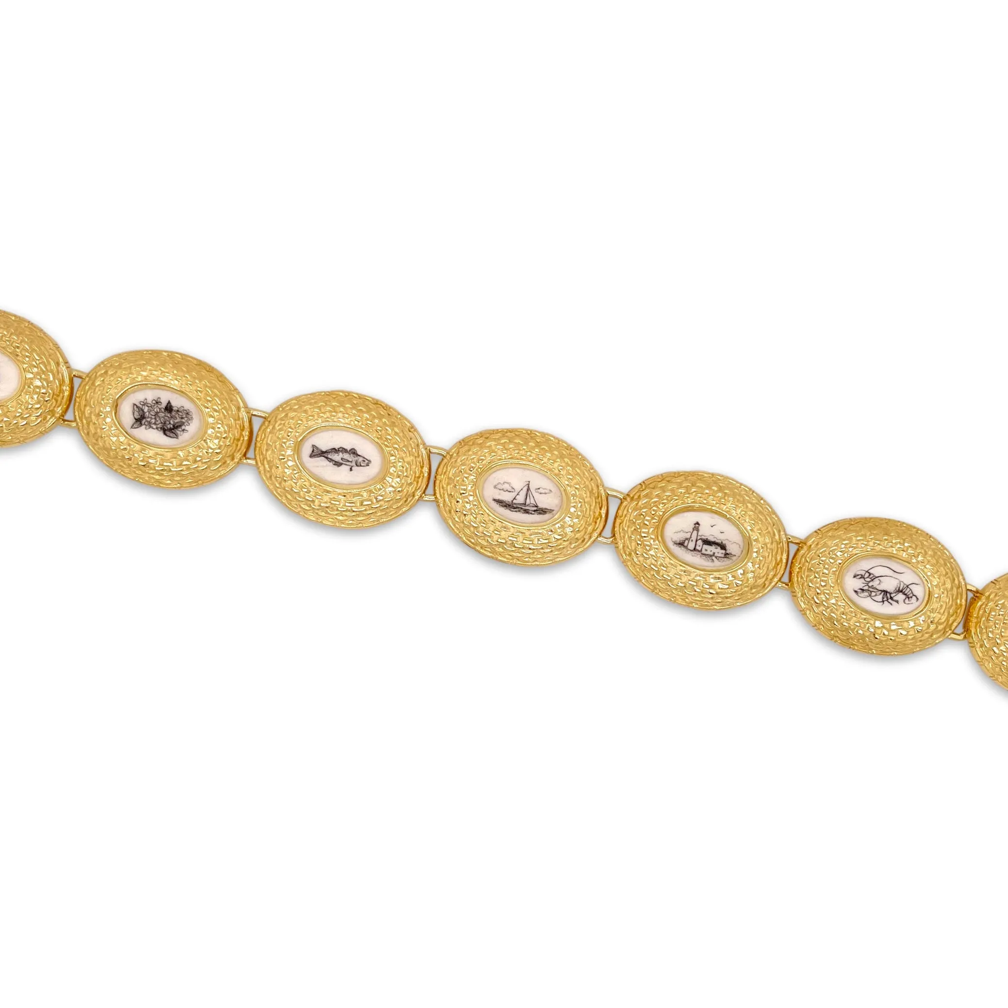 Nantucket Basket Scrimshaw Link Bracelet