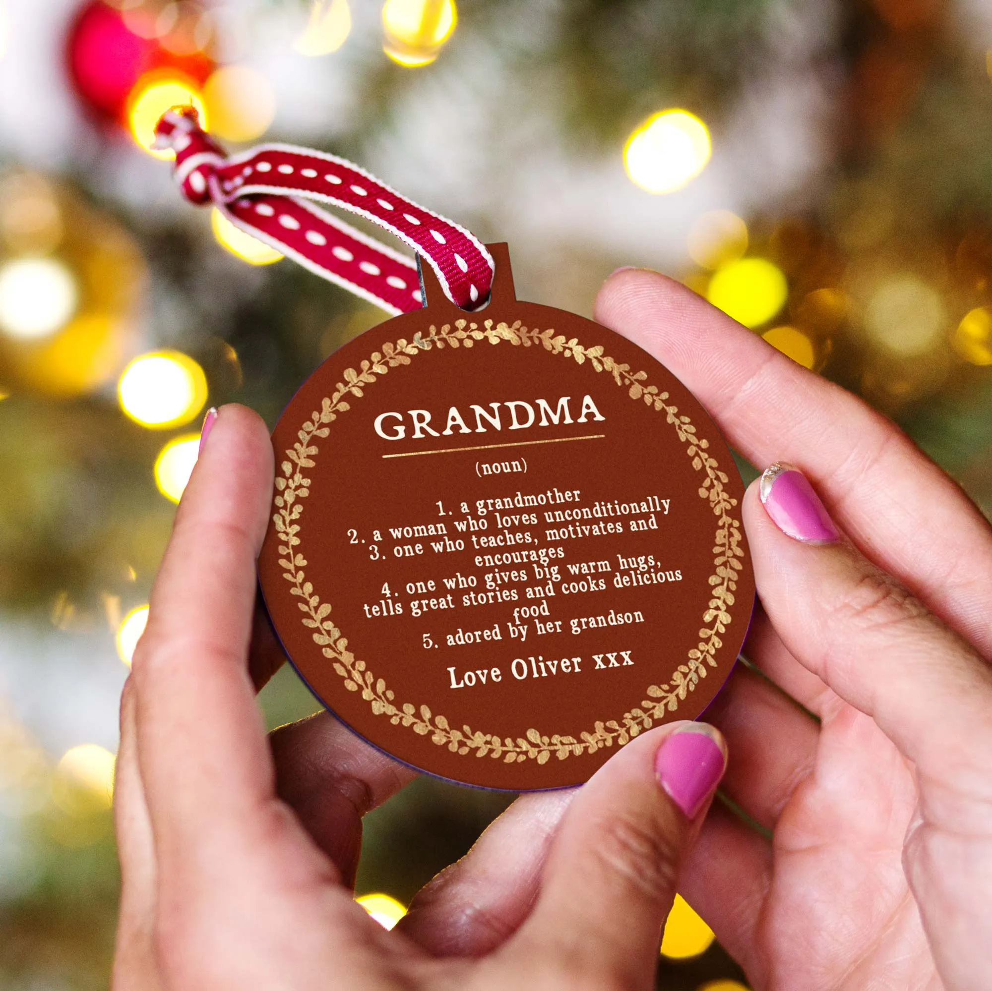 Personalised Definition Of Grandma Christmas Bauble