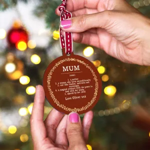Personalised Definition Of Mum Christmas Bauble