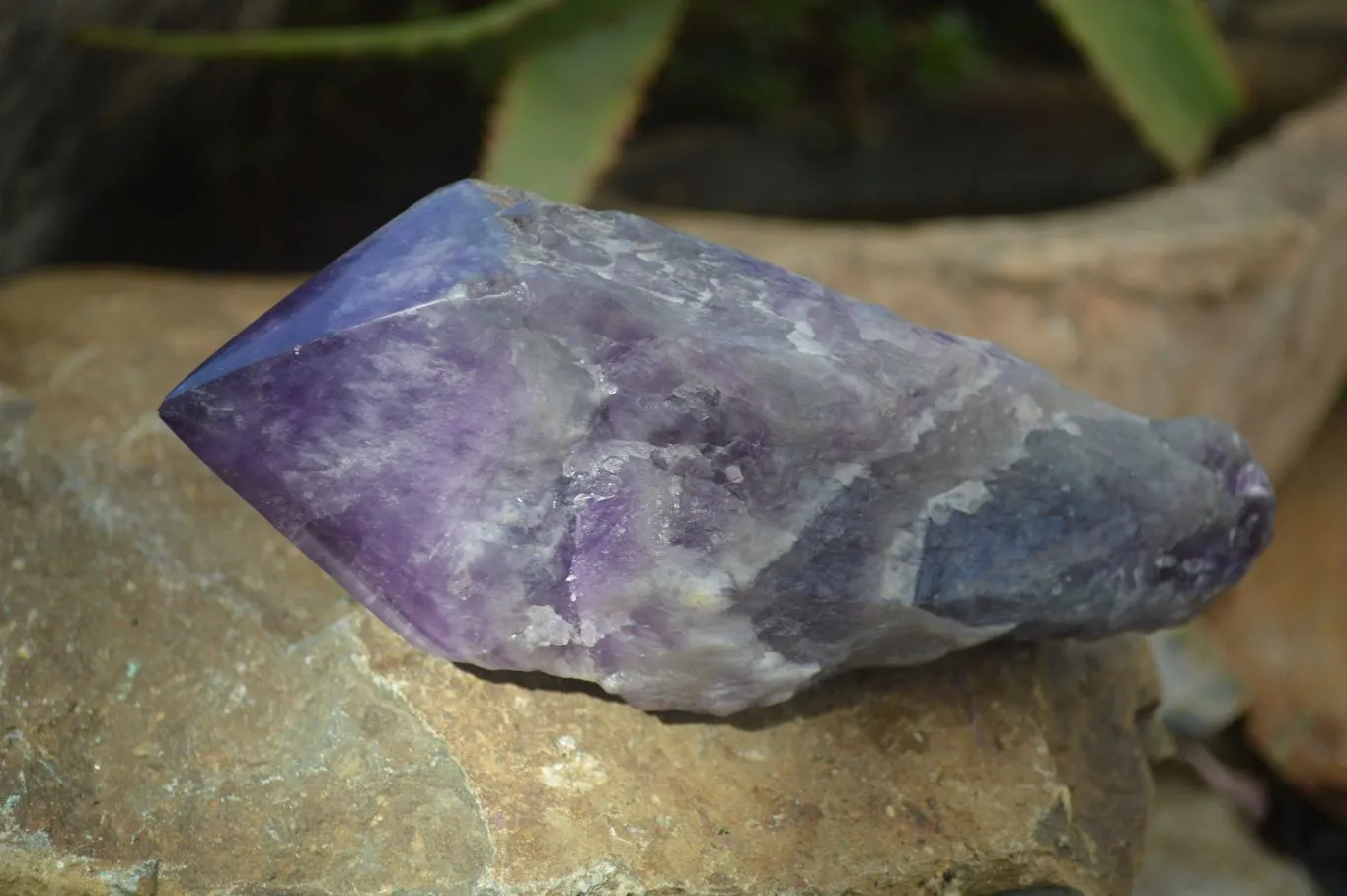 Polished "Witches Hat" Chevron Amethyst Crystals x 4 From Madagascar
