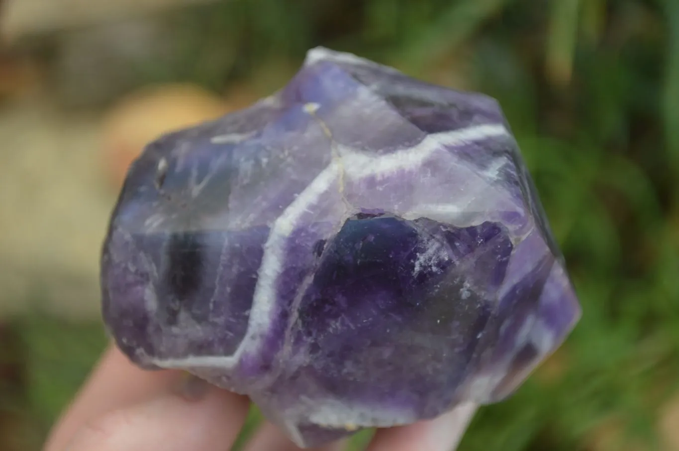 Polished "Witches Hat" Chevron Amethyst Crystals x 4 From Madagascar