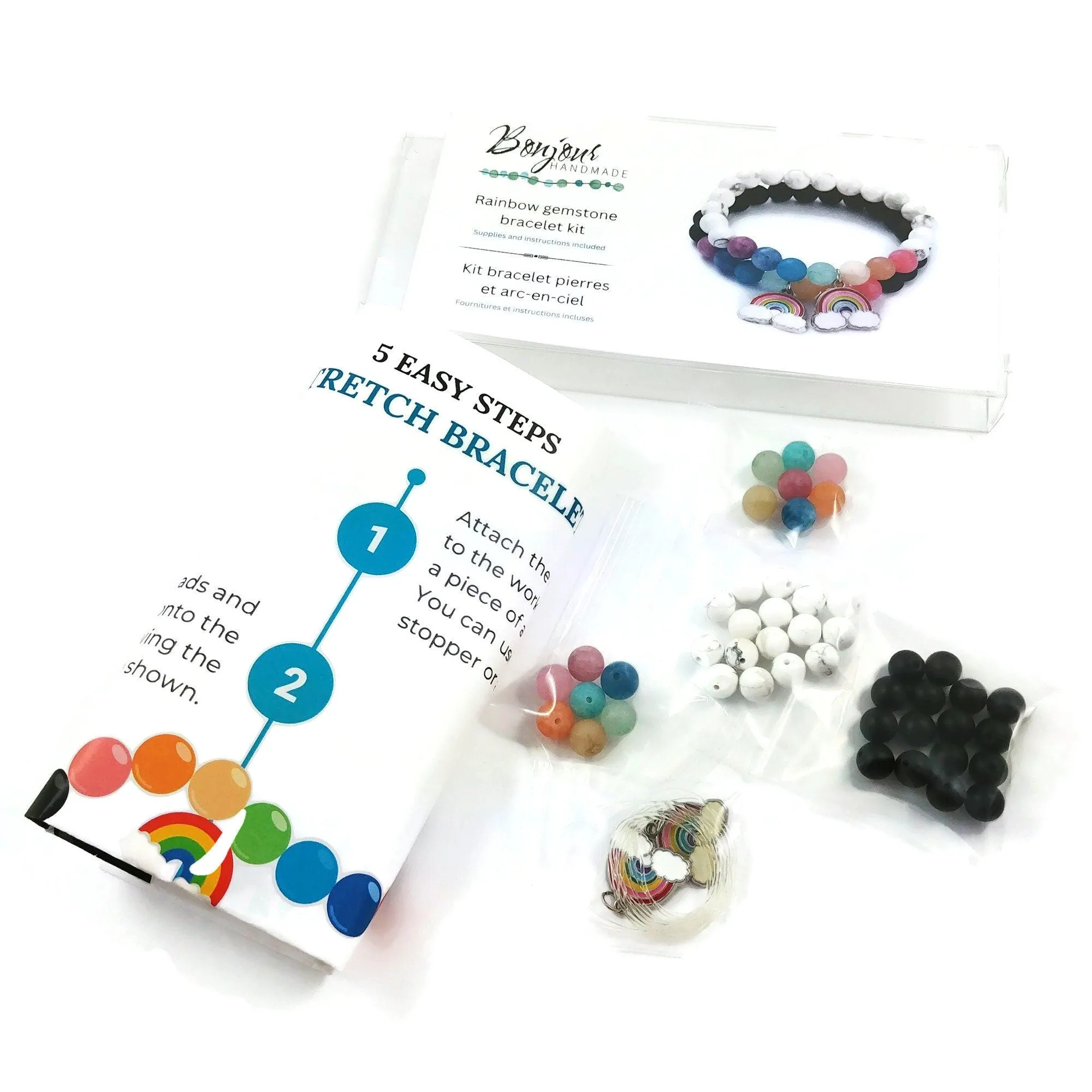 Rainbow gemstone bracelet making kit