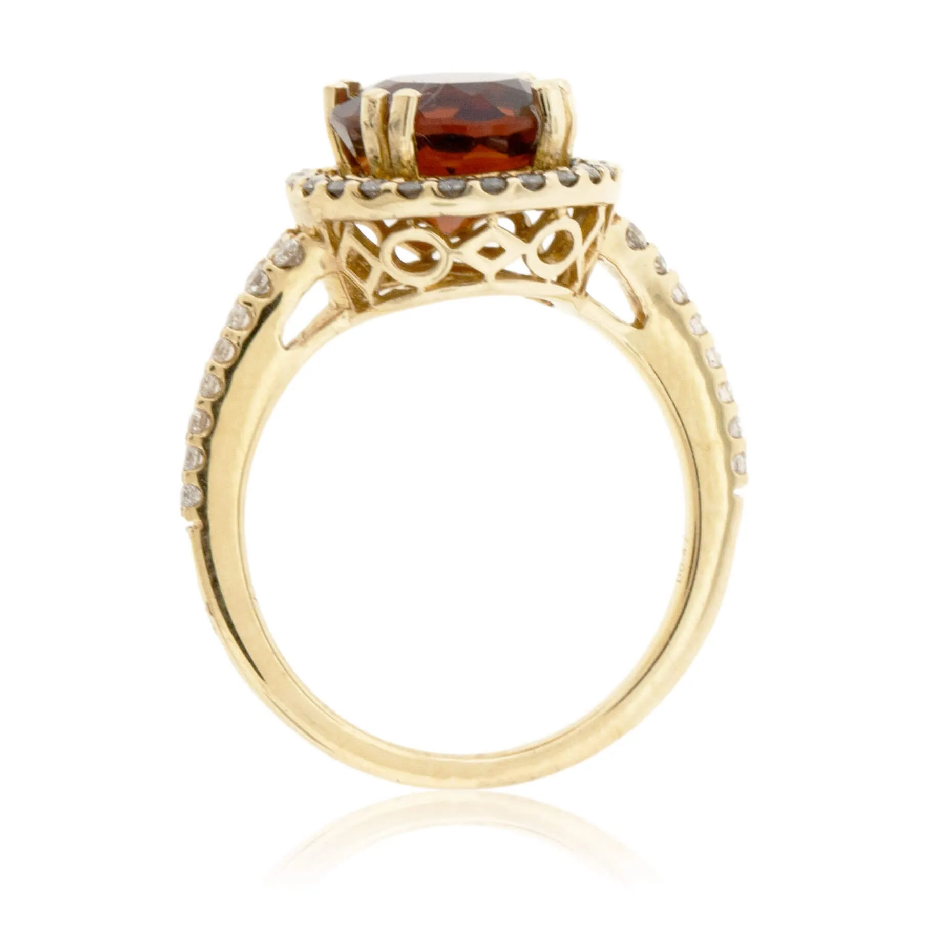 Round Cut Citrine & Diamond Halo Style Ring
