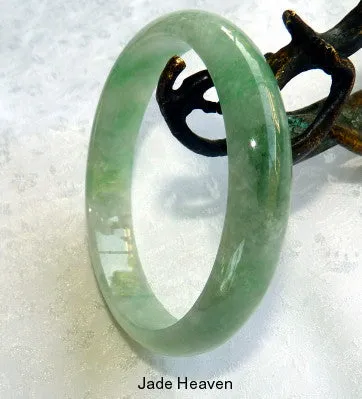 Sale-"Fei Cui" Green Translucent  Glowing Vintage Burmese Jadeite Jade Grade A Bangle Bracelet 58.5mm (JHBB265)