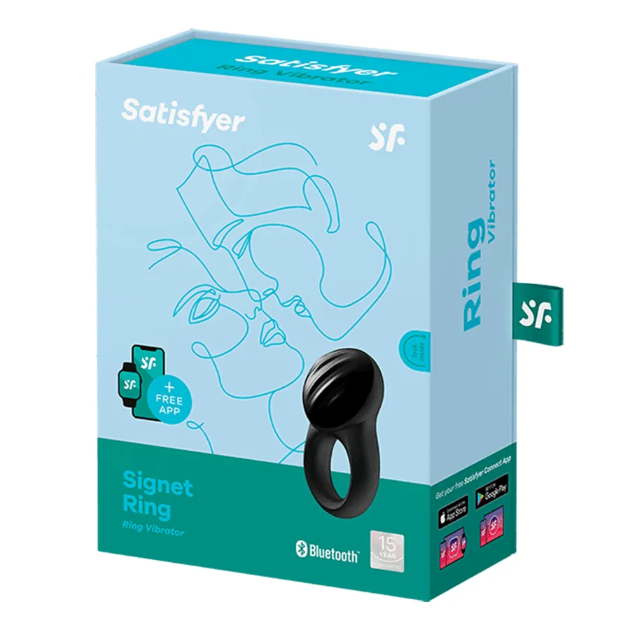 Satisfyer Signet Black Silicone Vibrating Cock Ring with App Control