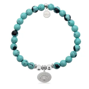 Seashell Charm with Blue Zebra Jade Charity Bracelet