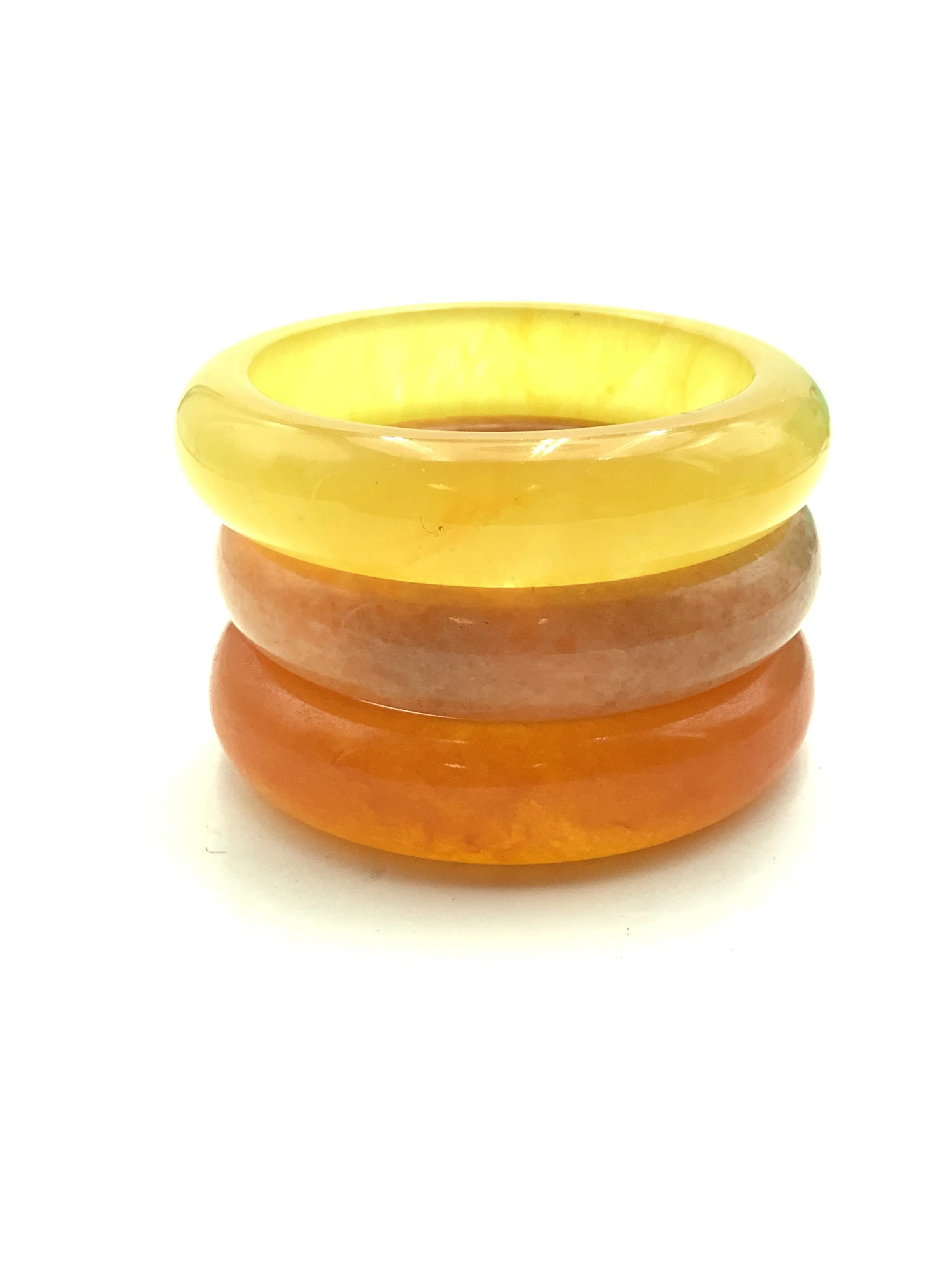 Set of 3 Jade Bangels Yellow, Orange,Pumpkin