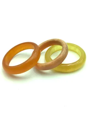Set of 3 Jade Bangels Yellow, Orange,Pumpkin