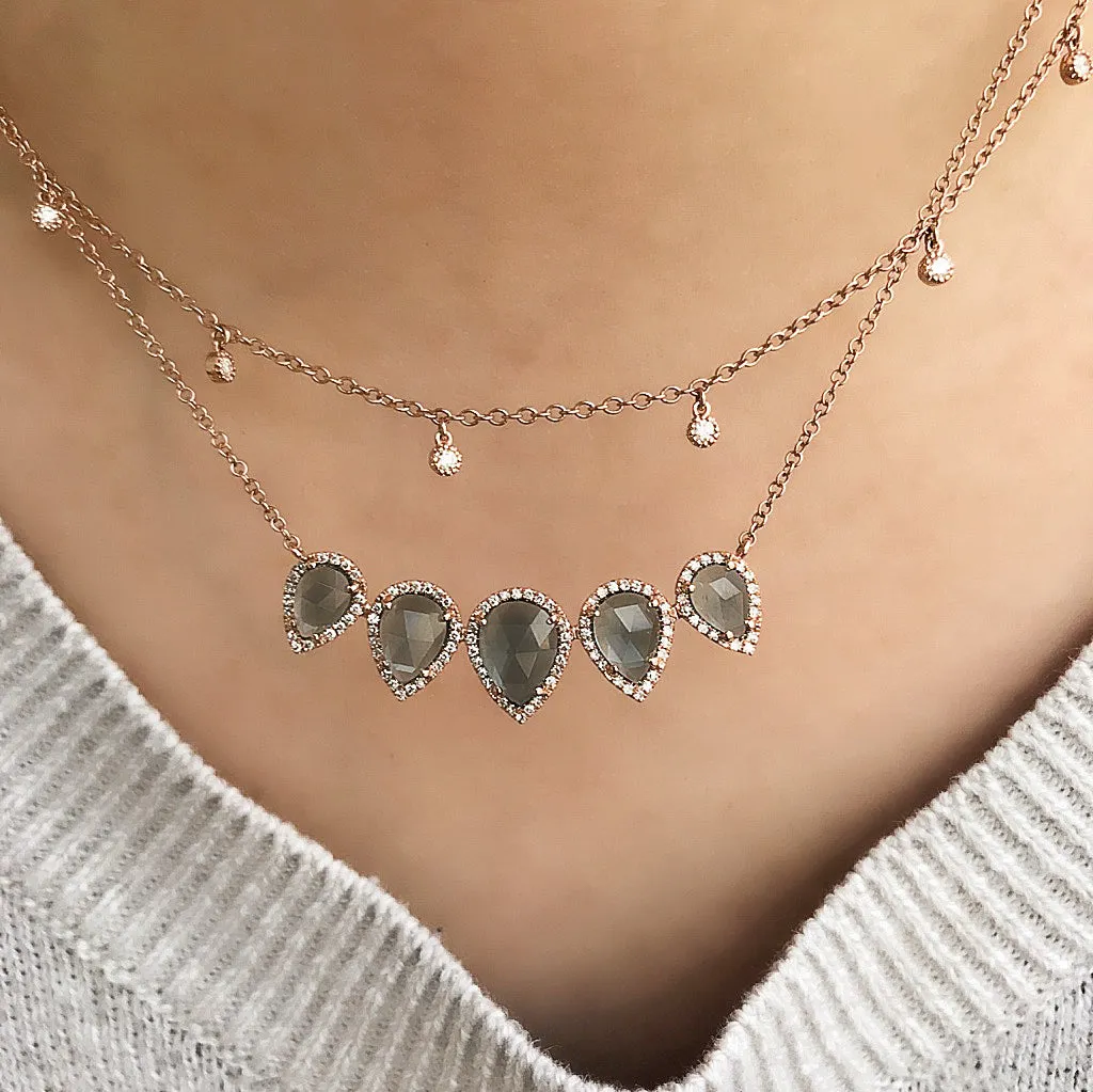 Seven Diamond Dangle Necklace
