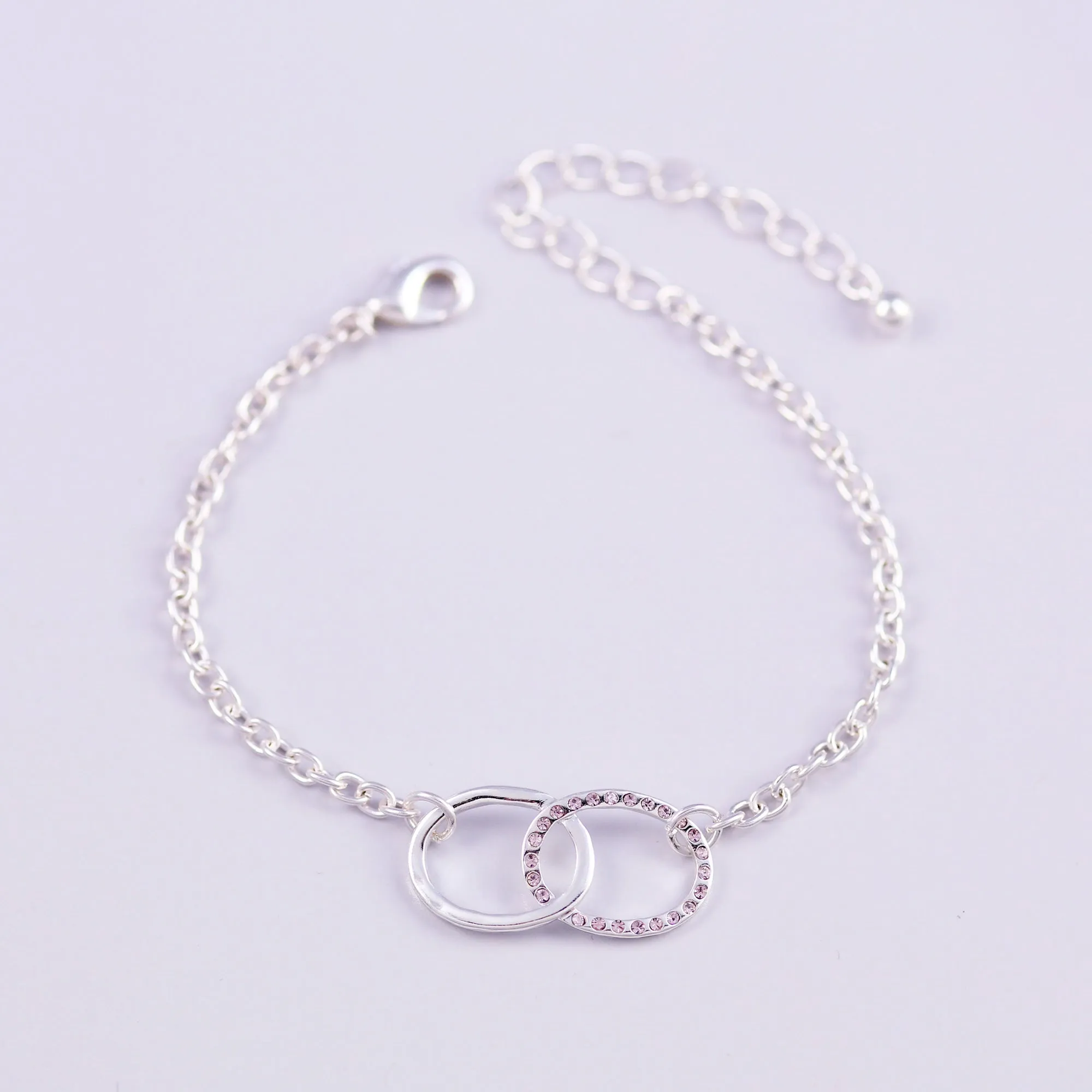 Silver Light Amethyst June Birthstone Infinity Bracelet