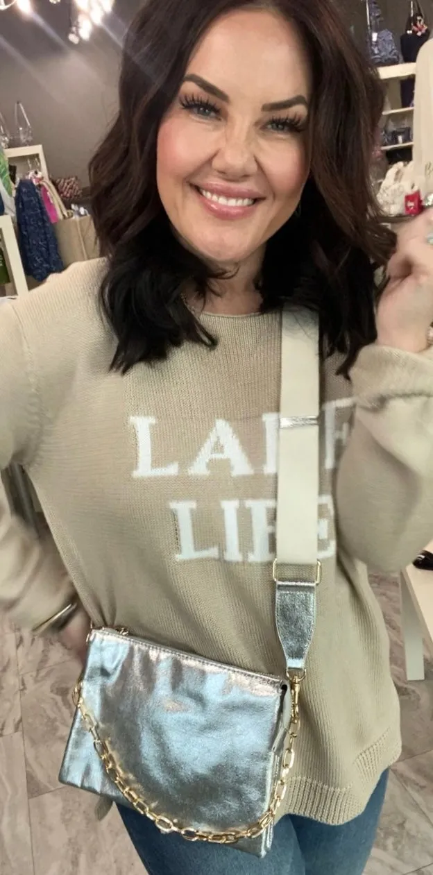 Silver Mixed Metal Handbag