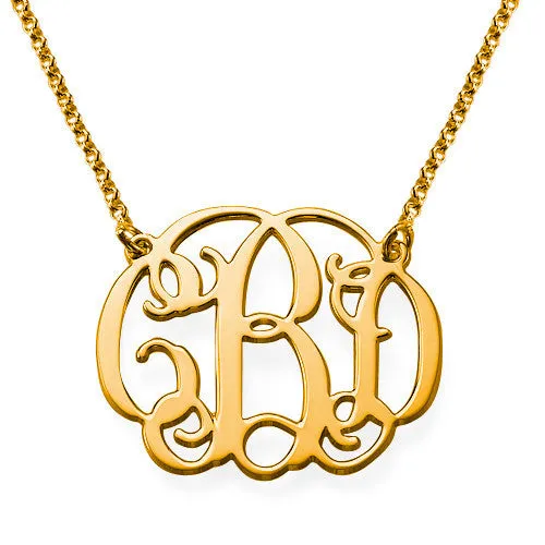 Small Interlocking Script Monogram Necklace