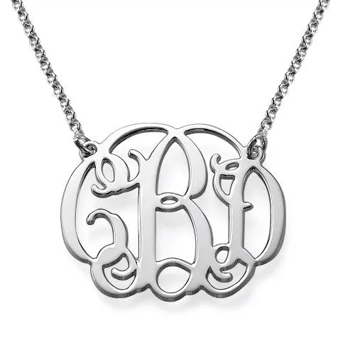 Small Interlocking Script Monogram Necklace