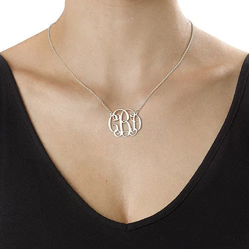 Small Interlocking Script Monogram Necklace